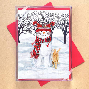 cat snowman boxed holiday cards