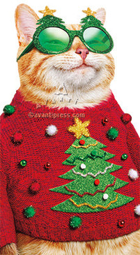 cat with ugly christmas sweater