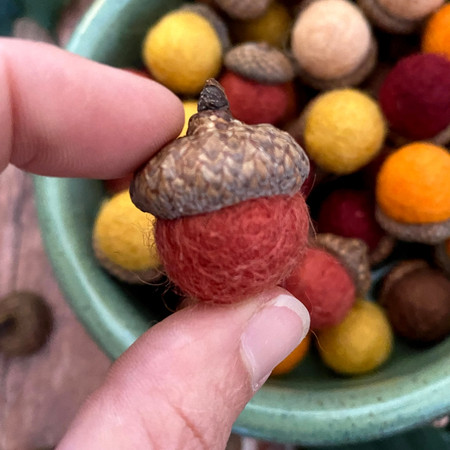 felted wool acorns