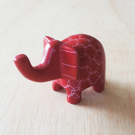 bright stone elephant - red