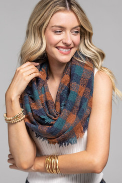 multi color plaid infinity scarf