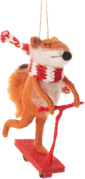 fox and red scooter ornament  