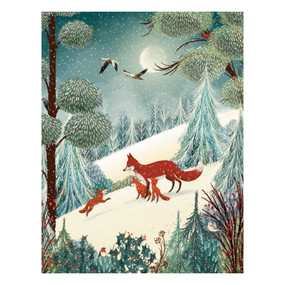 winter fox family holiday card