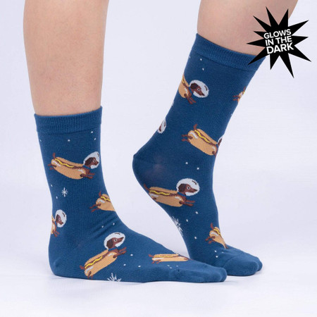 weiner dogs in space womens crew socks