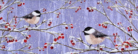 snowy chickadees panoramic boxed holiday cards