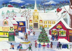 yuletide village deluxe boxed holiday cards