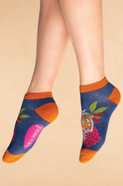 floral tiger trainer socks indigo