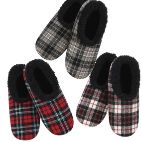 men flannel plaid snoozies slippers