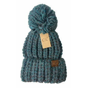 chunky knit yarn pom beanie hat