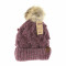 bobble knit fur pom beanie