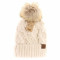 bobble knit fur pom beanie