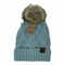 bobble knit fur pom beanie