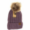 fuzzy lined fur pom beanie