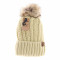 fuzzy lined fur pom beanie