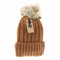 fuzzy lined fur pom beanie