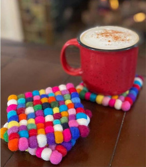 fun felt ball coasters square