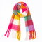 plaid fringe trim winter scarf