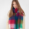 blue green red rainbow plaid mohair fringed scarf