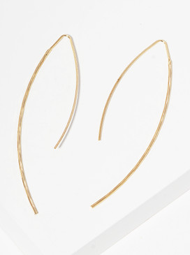 hammered metal curved wire hook earrings - gold