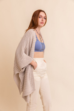 ridged rib knit ruana