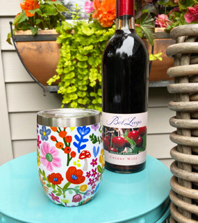 happy flowers wine tumbler