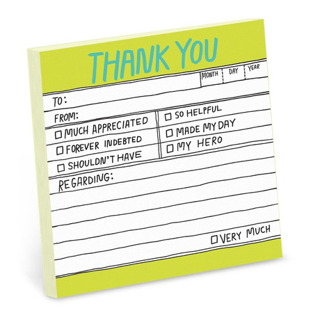 hand lettered thank you sticky notes