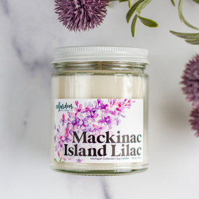 mackinac island lilac soy candle 7.5 oz.