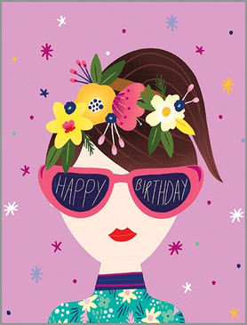 sunglasses girl birthday card