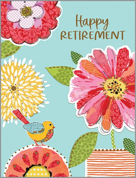 birds and blooms retirement card
