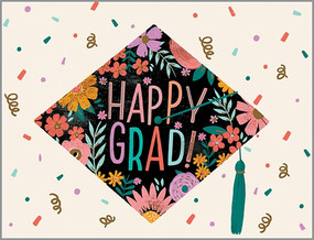 floral cap graduation card