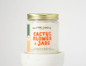 cactus flower and jade candle