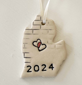 michigan two hearts ceramic ornament 2024