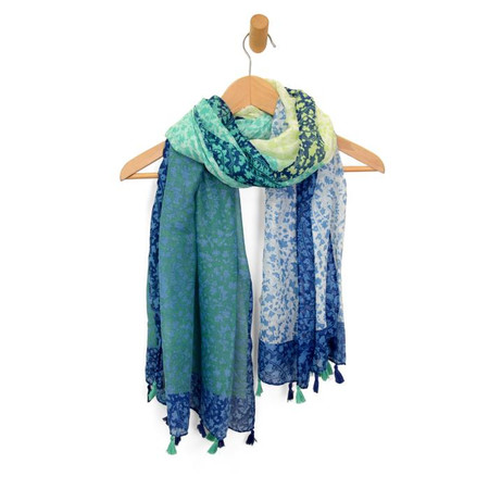 colorblock paisley tassel scarf