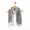 white and black striped scarf