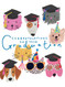 cats and dogs graduation card