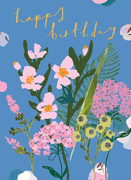 blue floral birthday card