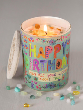 happy birthday gemstone candle