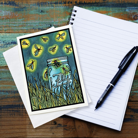 summer fireflies greeting card