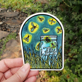 summer fireflies sticker