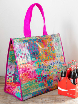 pink watercolor insulated cooler tote