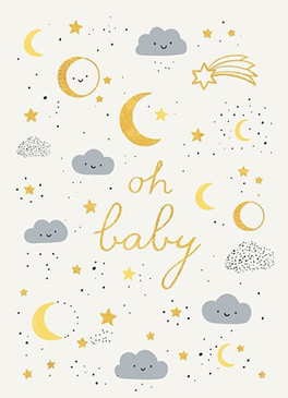 moon and stars baby card