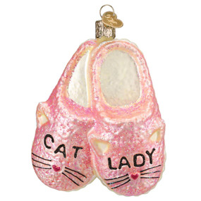 cat lady slippers ornament