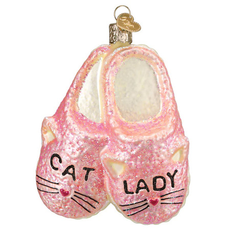 cat lady slippers ornament