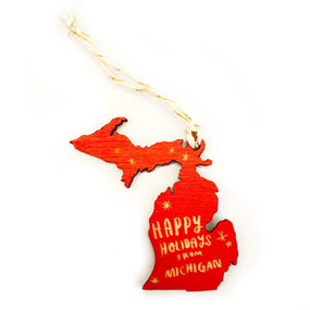 happy holidays from michigan ornament - large