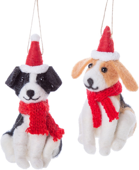 felt sitting dog ornament 