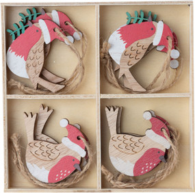 painted wood bird ornament 