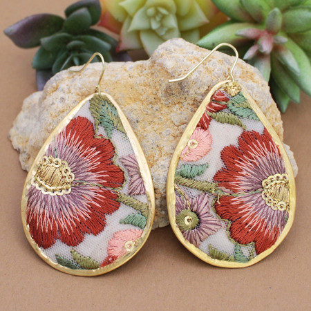 autumn bloom embroidered earrings