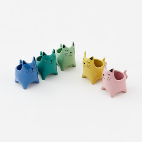 colorful ceramic cat planter