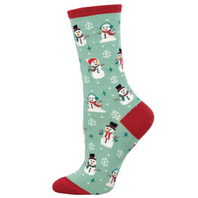 winter snowman women's crew socks