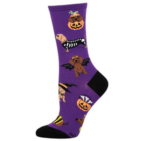 halloweiner dogs women's crew socks